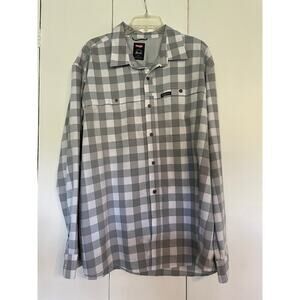 Wrangler Men's Size 2-XL Long-Sleeve Button Up Shirt Gray &‎ White Plaid